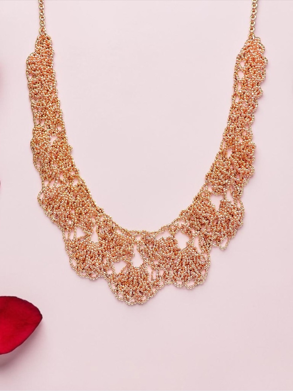 Delicate Rose Gold Lace Bib Necklace